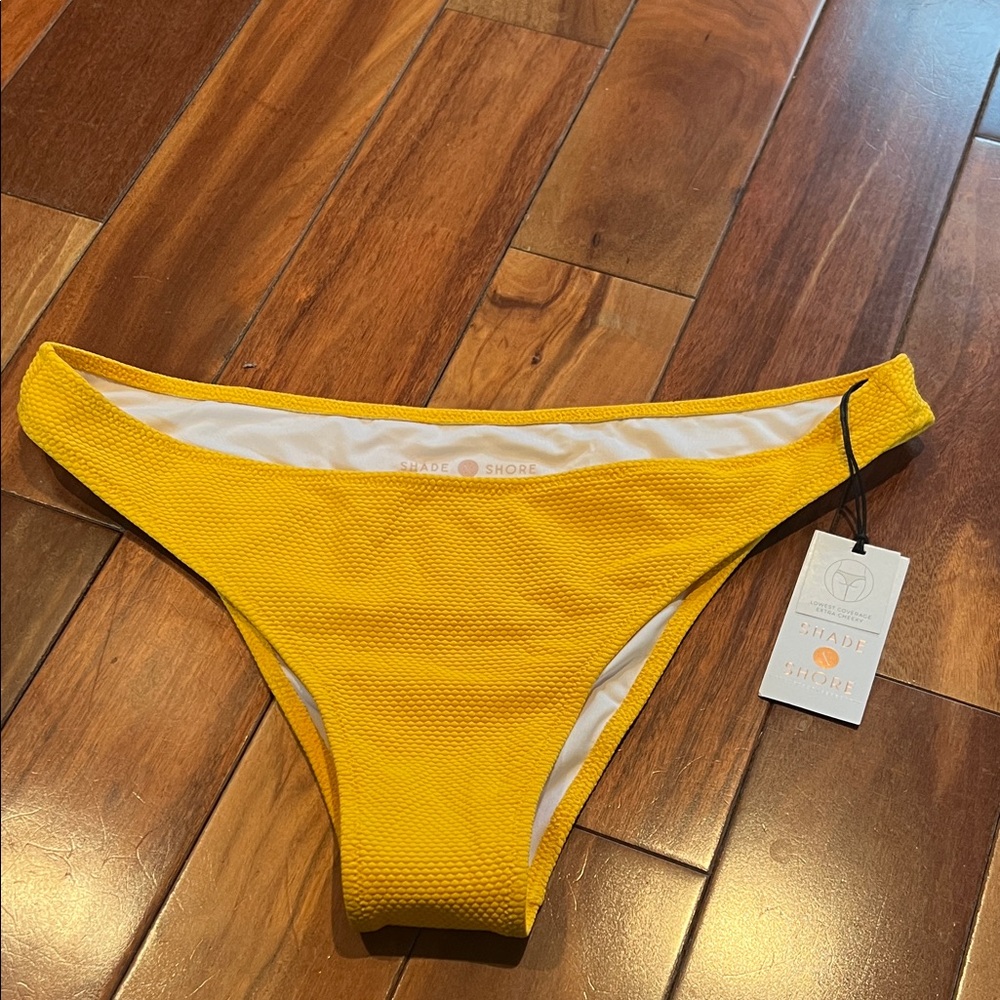 Shade & Shore Bright Yellow Textured Bikini Bottom